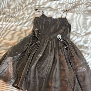 Damson Madder Penelope Mini Dress in Metalic Grey